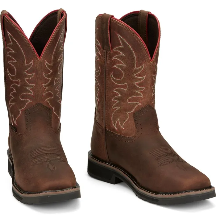 Justin Boots Driller II 11034 Steel Toe Waterproof Work Boot Pecan Brown brown Men Work