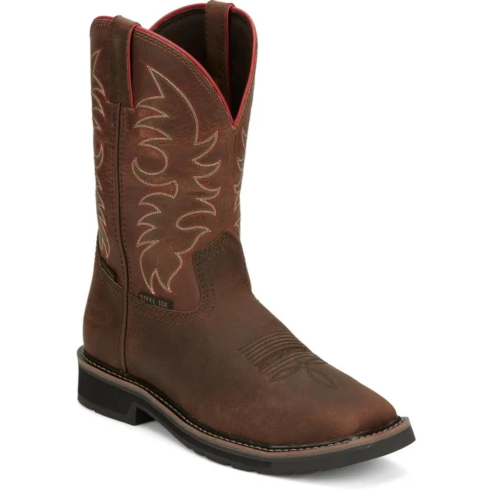 Justin Boots Driller II 11034 Steel Toe Waterproof Work Boot Pecan Brown brown Men Work