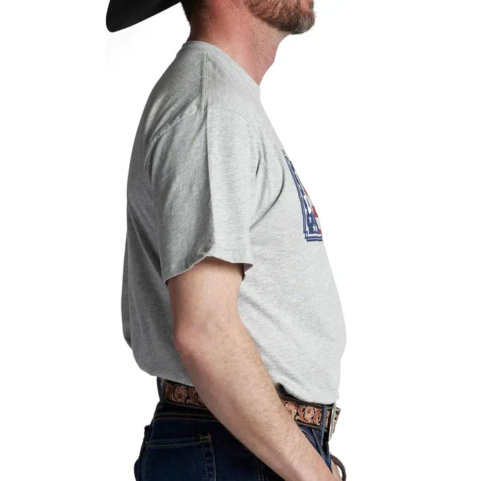 Justin Boots Justin License Plate Flag Tee Grey Men TShirts and Polos
