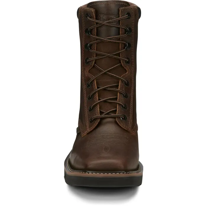 Justin Boots Pulley 8034 Steel Toe LaceUp Work Boot Aged Bark brown Men Work