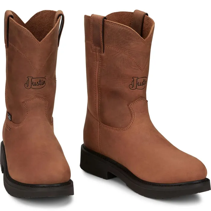 Justin Boots RoundUp 10 Round Steel Toe Work Boot Aged Bark Brown brown Men Work