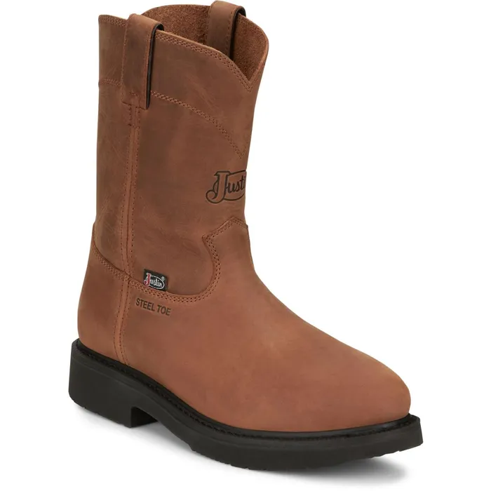 Justin Boots RoundUp 10 Round Steel Toe Work Boot Aged Bark Brown brown Men Work