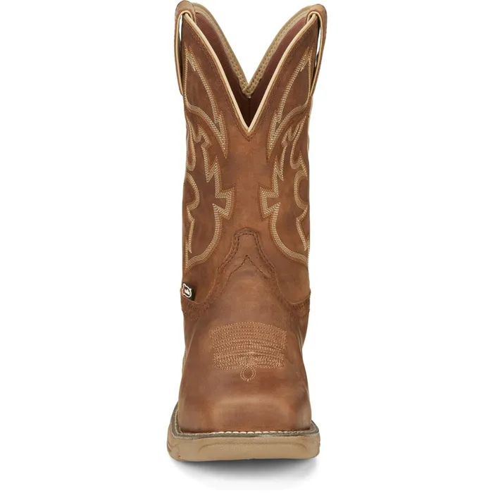Justin Boots Rush 11034 PullOn Steel Toe Waterproof Work Boot Tan Men Work
