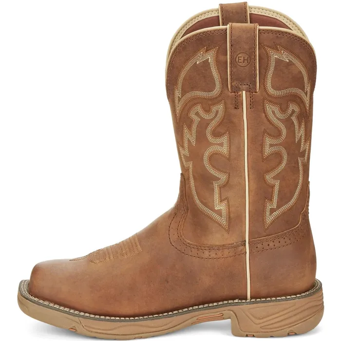 Justin Boots Rush 11034 PullOn Steel Toe Waterproof Work Boot Tan Men Work