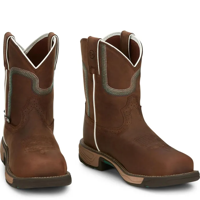 Justin Boots Rush 8034 Composite Toe Waterproof Work Boot Pine Chocolate brown Women Work