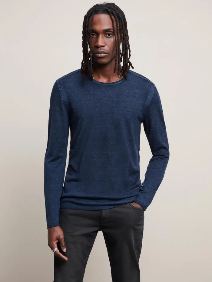 JV ESSENTIALS Men John Varvatos PETE CREW NECK SWEATER Med Grey