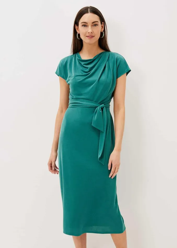 Kadence Cupro Tie Waist Dress Peacock Women Phase Eight Dresses