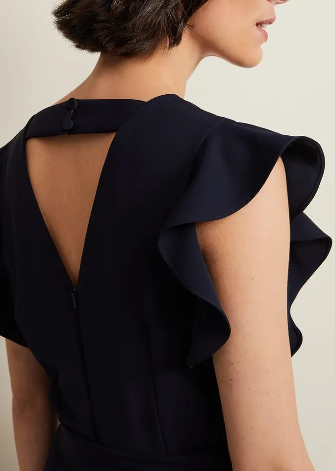 Kallie V Neck Frill Jumpsuit Navy Women Phase Eight Dresses