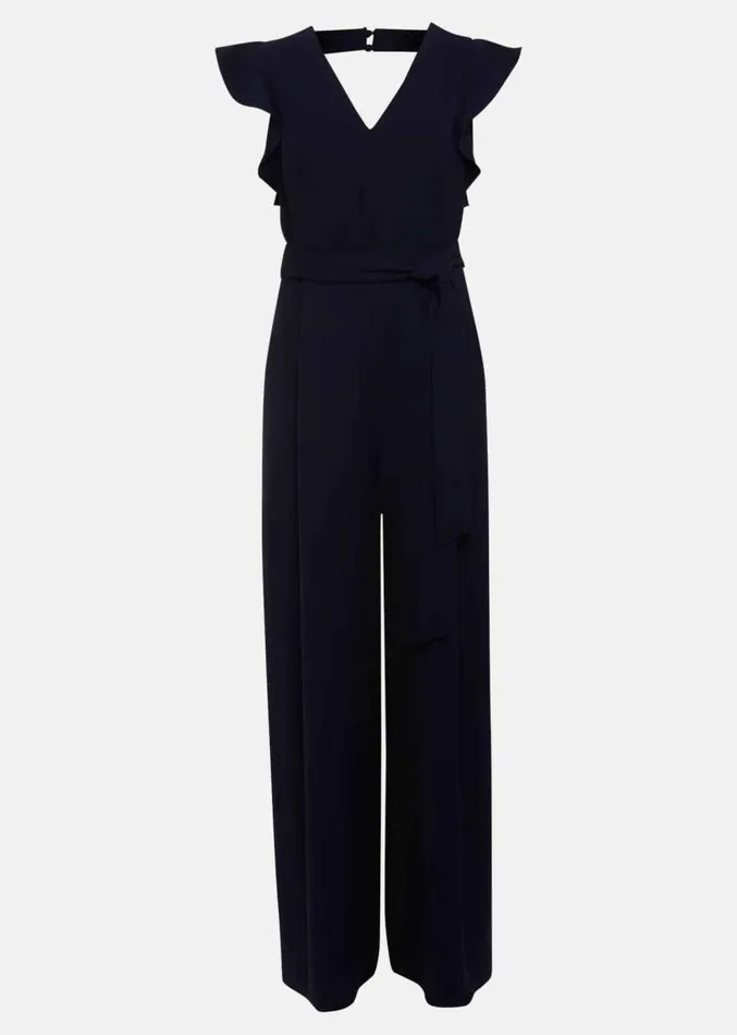 Kallie V Neck Frill Jumpsuit Navy Women Phase Eight Dresses