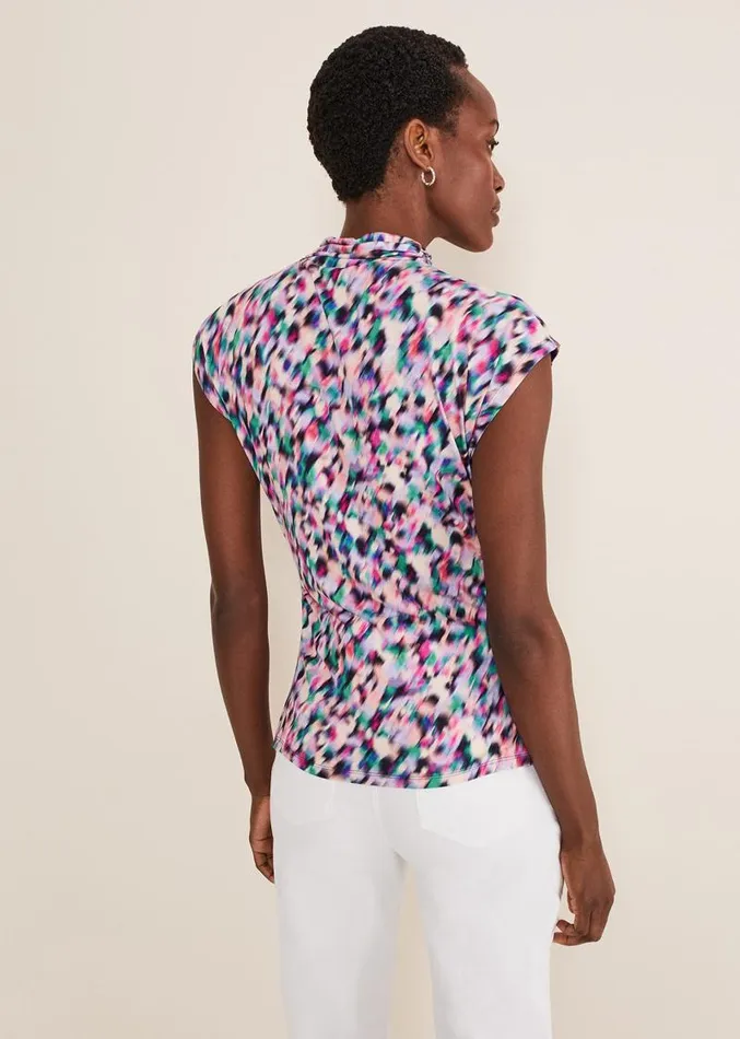 Karelena High Neck Top Pink Multi Women Phase Eight Tops and TShirts