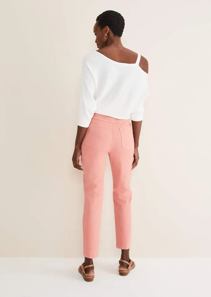 Karlie Button Through Straight Leg Jeans Apricot Women Phase Eight Trousers