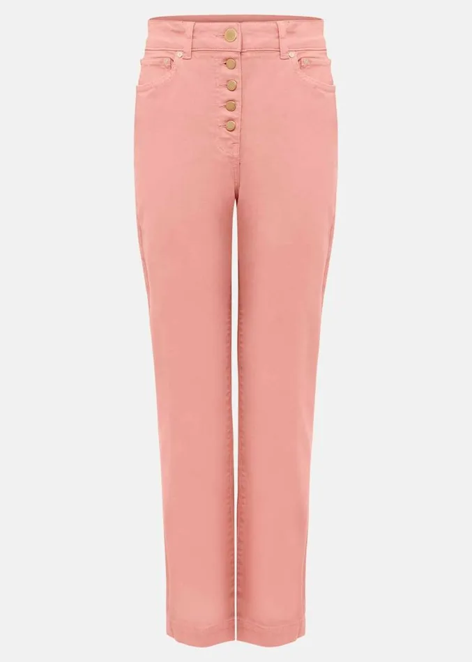 Karlie Button Through Straight Leg Jeans Apricot Women Phase Eight Trousers