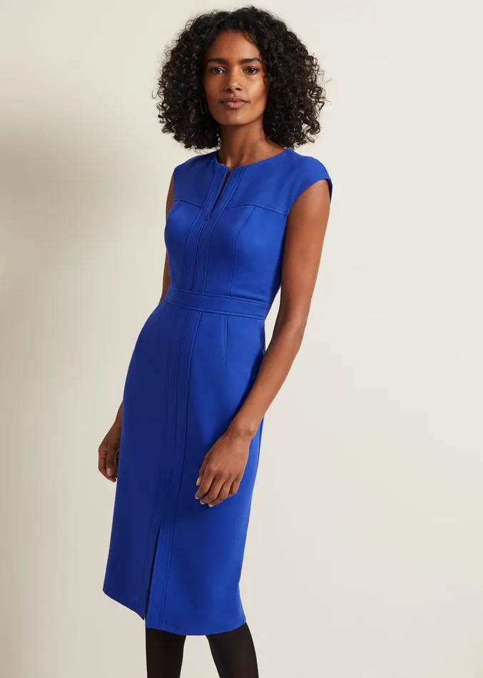 Karmie Ponte Fitted Pencil Dress Blue Women Phase Eight Dresses