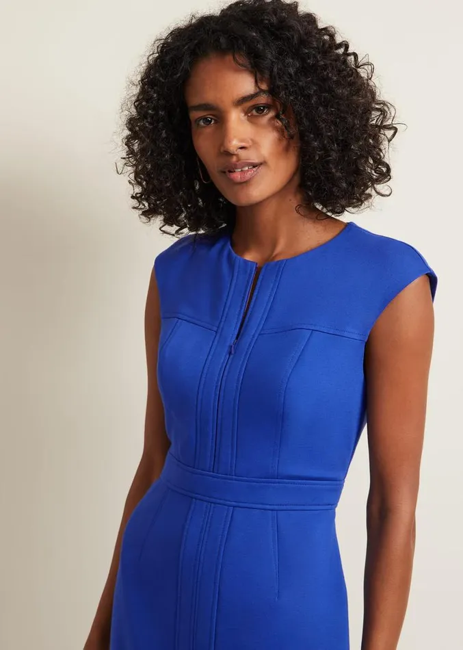Karmie Ponte Fitted Pencil Dress Blue Women Phase Eight Dresses