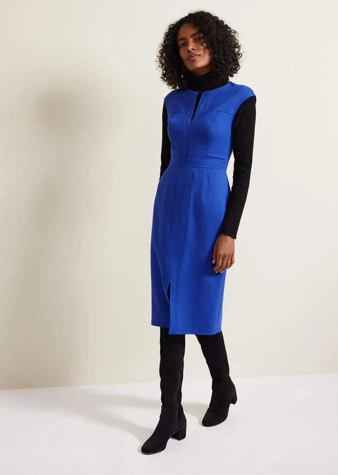 Karmie Ponte Fitted Pencil Dress Blue Women Phase Eight Dresses