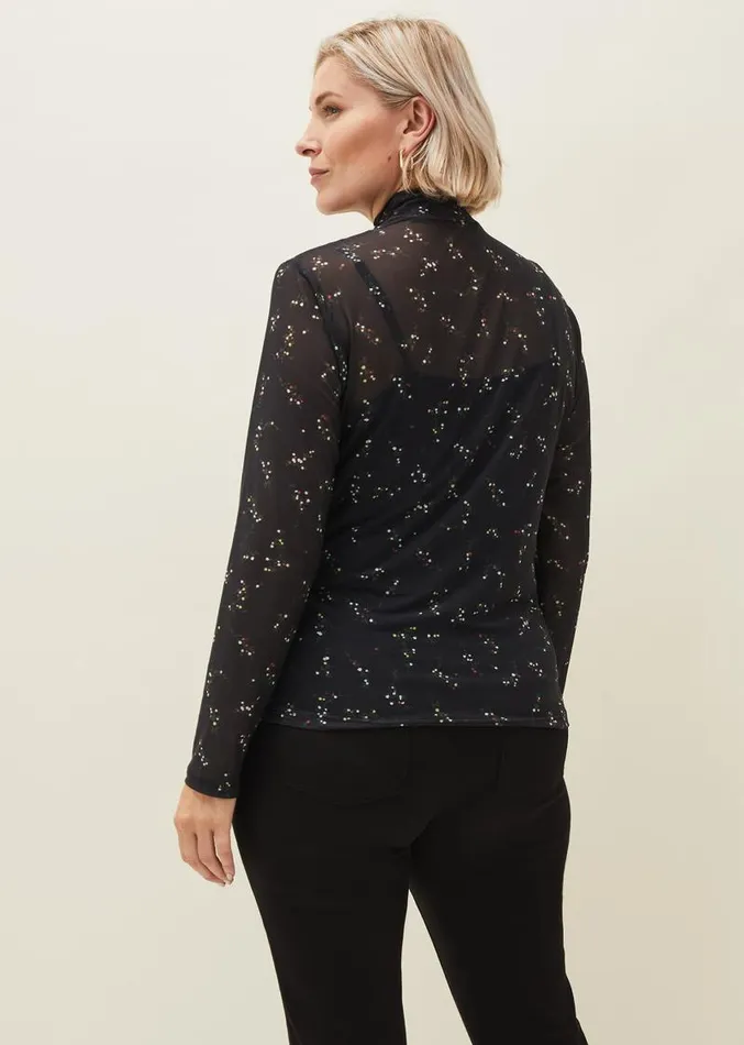 Kelby Floral Mesh Top Black Women Phase Eight Tops and TShirts