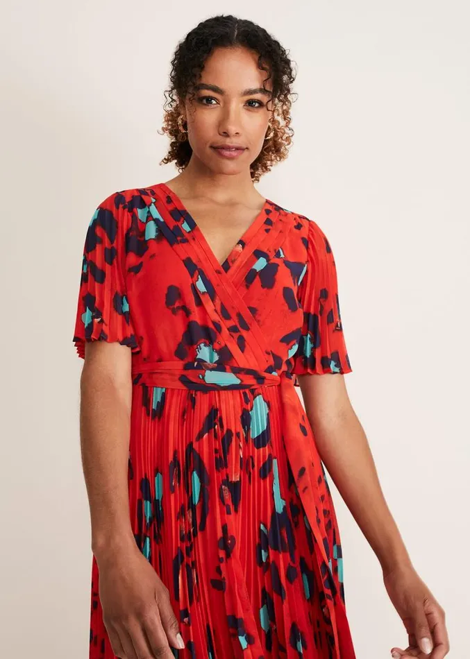 Kendall Butterfly Print Pleated Midi Dress Vermillionmulti Women Phase Eight Dresses Kendall Butterfly Print Pleated Midi Dress Vermillionmulti Women Phase Eight Dresses