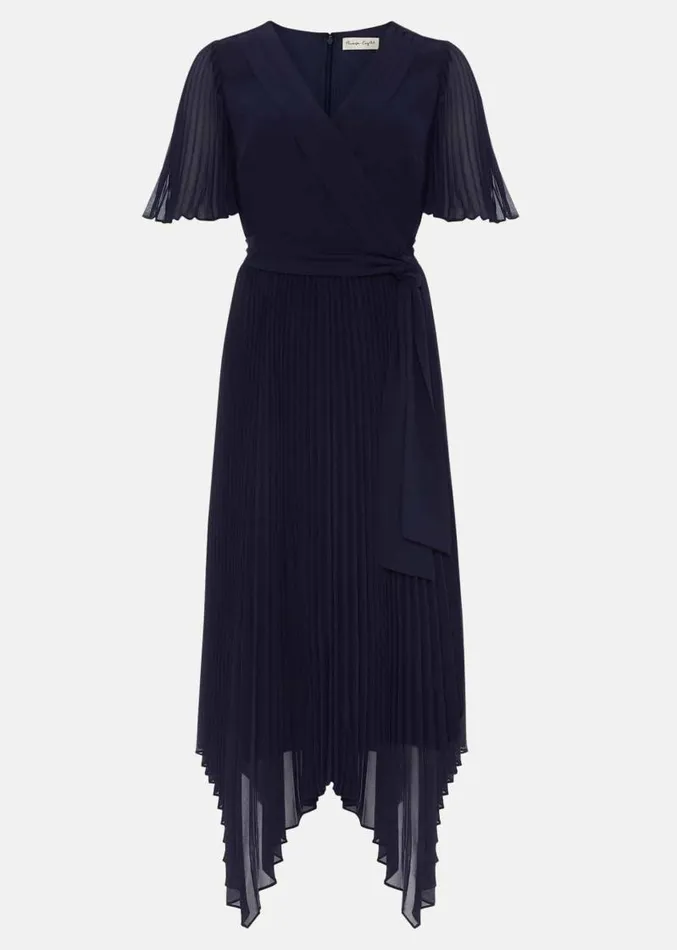 Kendall Pleated Midi Dress Navy Women Phase Eight Dresses