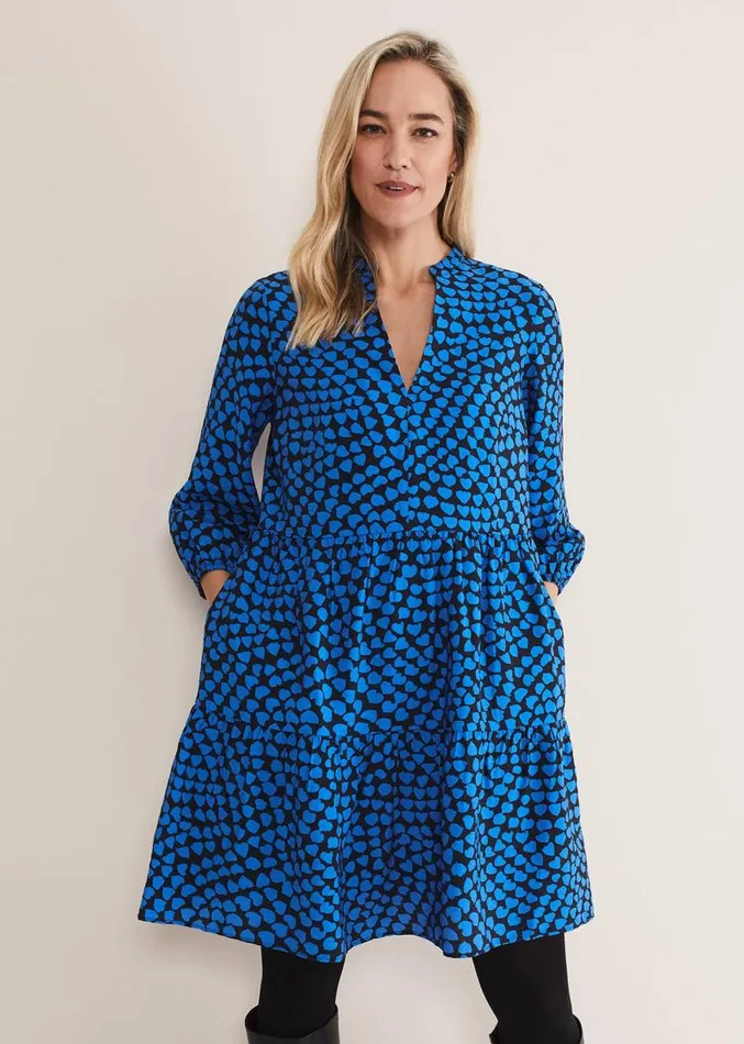 Kesia Heart Swing Dress Bright Blue Women Phase Eight Dresses