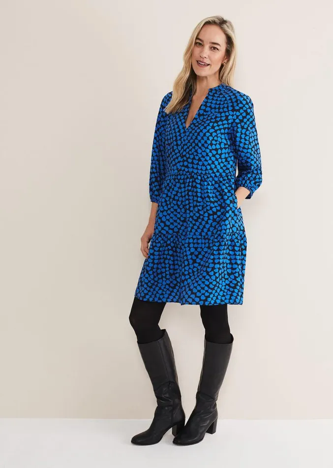 Kesia Heart Swing Dress Bright Blue Women Phase Eight Dresses
