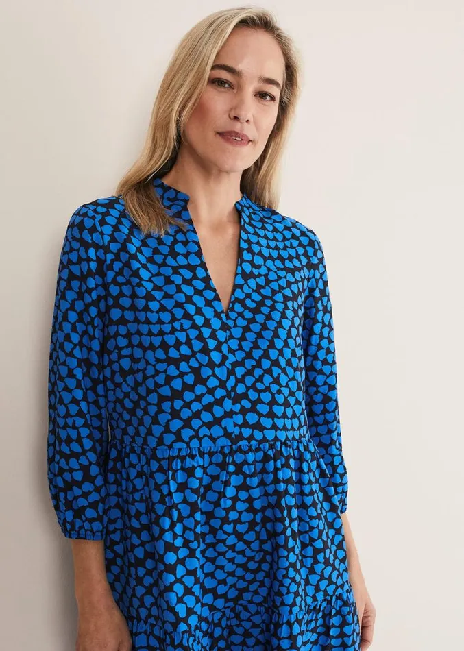 Kesia Heart Swing Dress Bright Blue Women Phase Eight Dresses