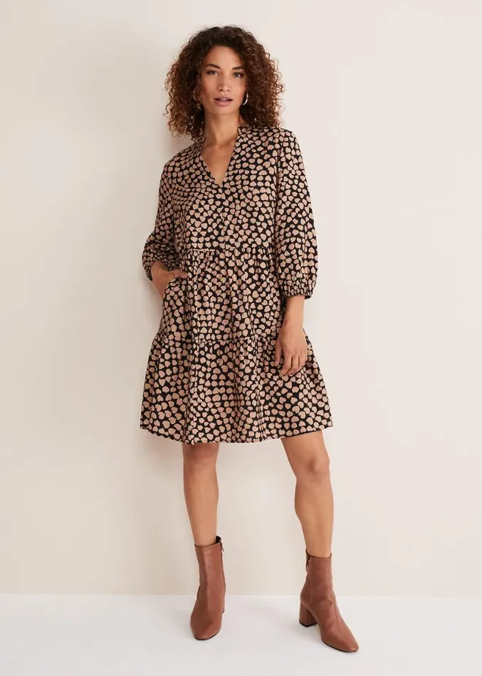 Kesia Hearts Swing Dress Stoneblack Women Phase Eight Dresses