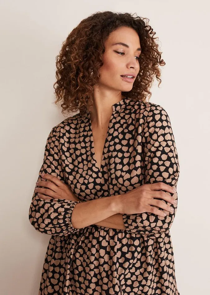 Kesia Hearts Swing Dress Stoneblack Women Phase Eight Dresses