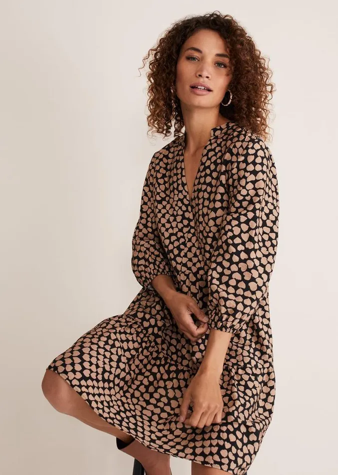 Kesia Hearts Swing Dress Stoneblack Women Phase Eight Dresses