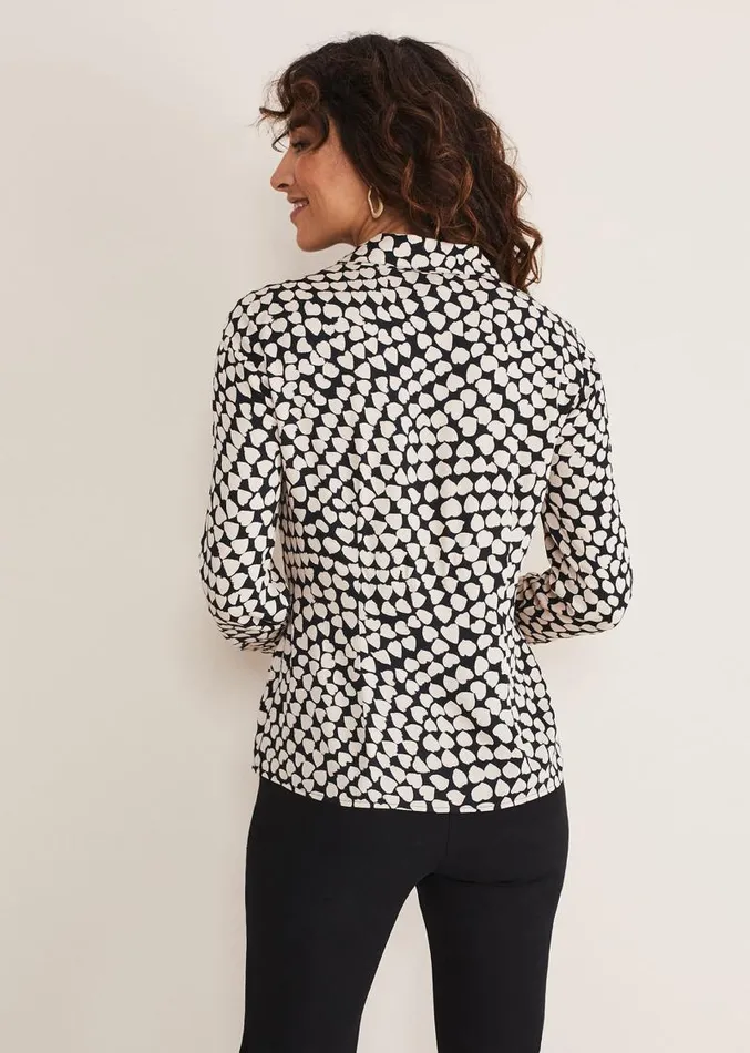 Kesia Ruched Front Heart Print Shirt Blackcamel Women Phase Eight Shirts and Blouses Kesia Ruched Front Heart Print Shirt Blackcamel Women Phase Eight Shirts and Blouses