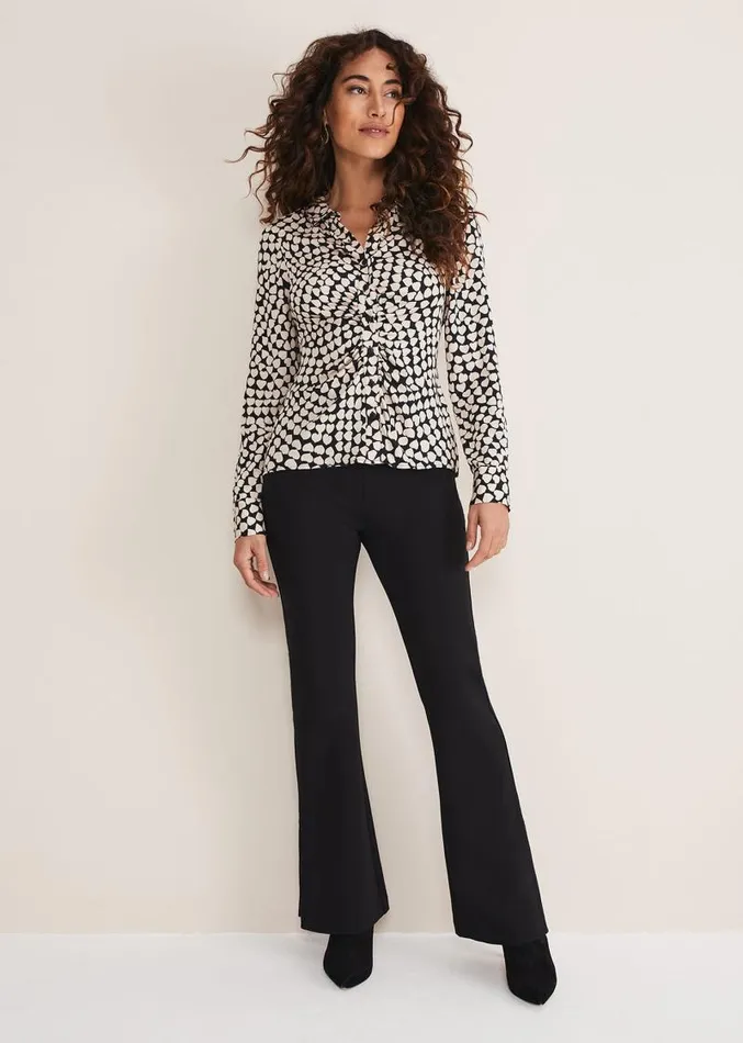 Kesia Ruched Front Heart Print Shirt Blackcamel Women Phase Eight Shirts and Blouses Kesia Ruched Front Heart Print Shirt Blackcamel Women Phase Eight Shirts and Blouses