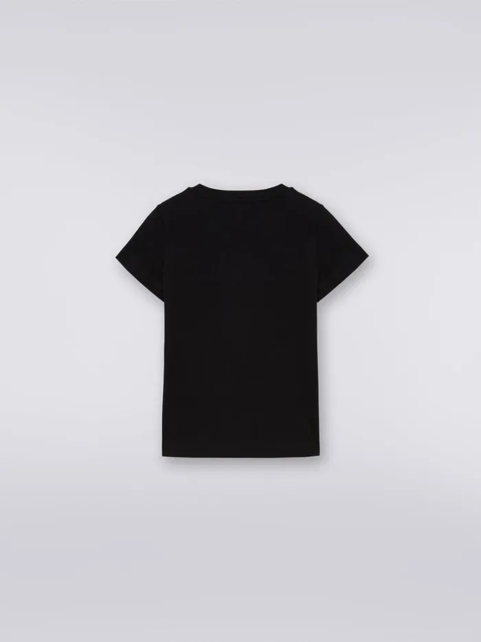 Kids Cotton TShirt With Rhinestone Logo Black Missoni Clothing Kids Cotton TShirt With Rhinestone Logo Black Missoni Clothing
