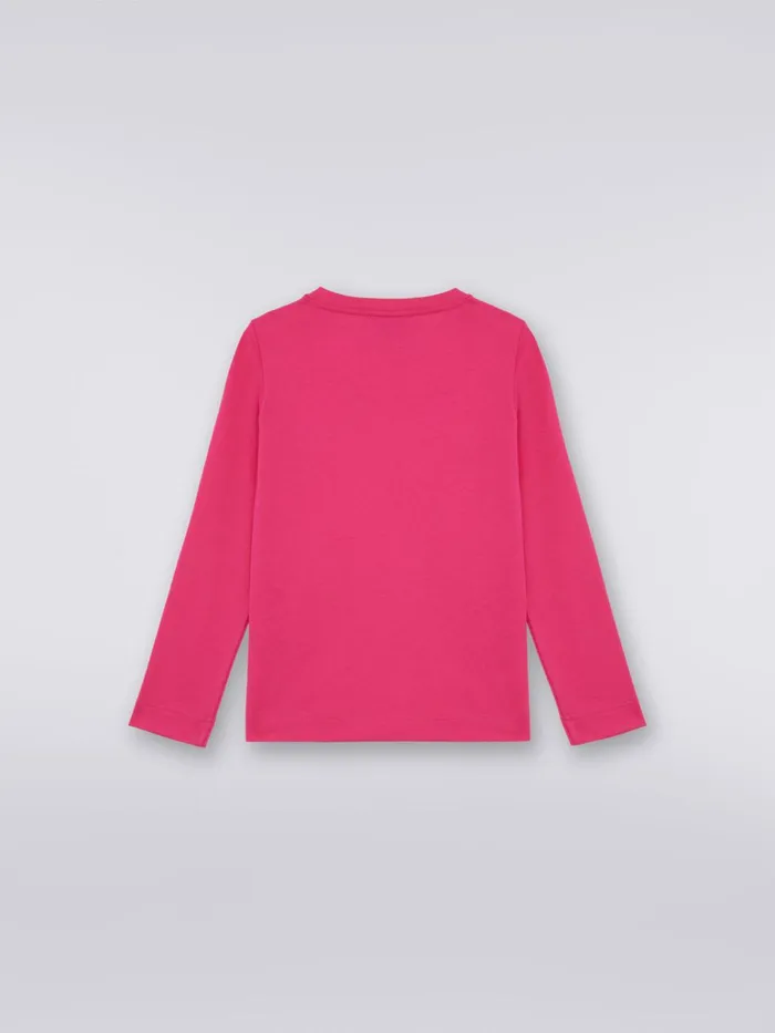 Kids LongSleeved Cotton Pullover With Sequin Logo Pink Missoni Clothing