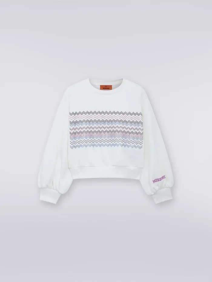 Kids LongSleeved Cotton Sweatshirt With Zigzag Appliqus And Logo Multicoloured Missoni Clothing Kids LongSleeved Cotton Sweatshirt With Zigzag Appliqus And Logo Multicoloured Missoni Clothing