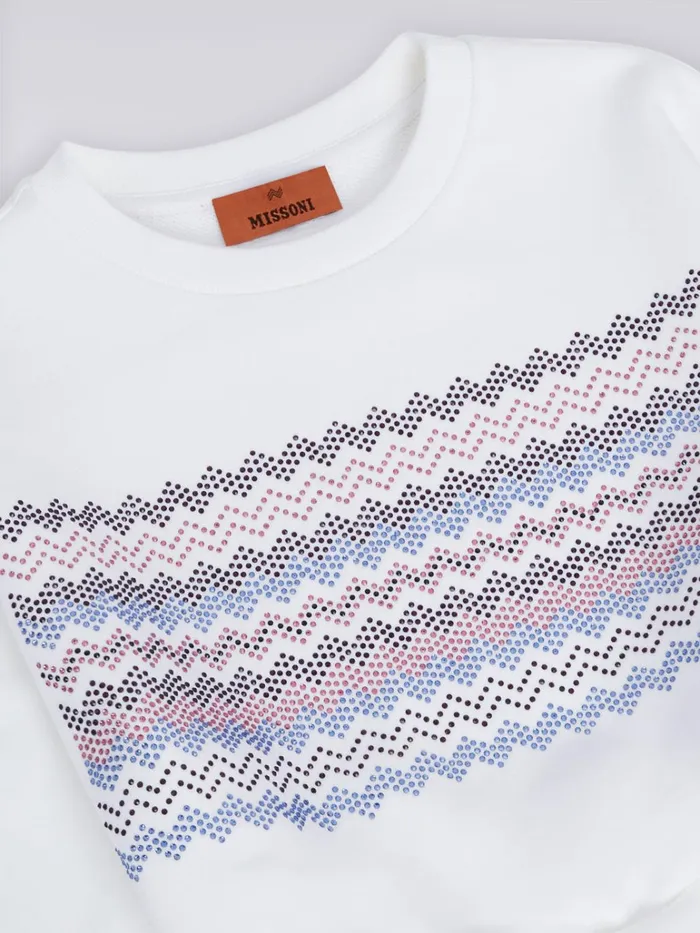 Kids LongSleeved Cotton Sweatshirt With Zigzag Appliqus And Logo Multicoloured Missoni Clothing Kids LongSleeved Cotton Sweatshirt With Zigzag Appliqus And Logo Multicoloured Missoni Clothing