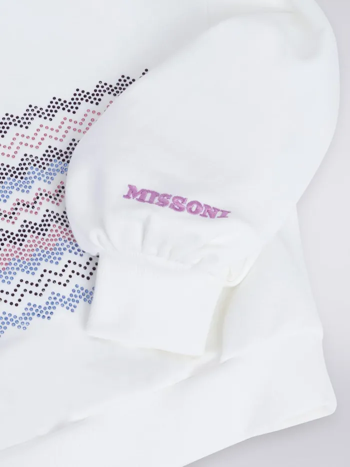 Kids LongSleeved Cotton Sweatshirt With Zigzag Appliqus And Logo Multicoloured Missoni Clothing Kids LongSleeved Cotton Sweatshirt With Zigzag Appliqus And Logo Multicoloured Missoni Clothing
