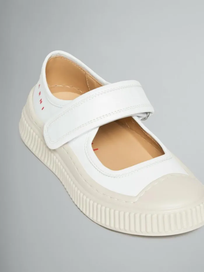 Kids Marni White Leather MaryJane Sneaker