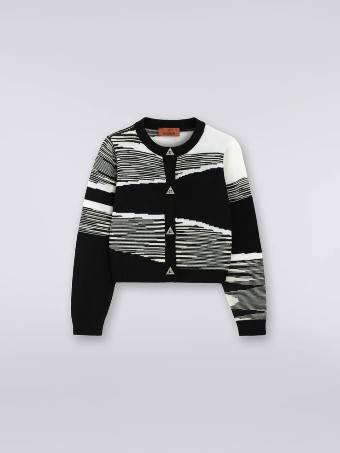 Kids Pure Virgin Wool Cardigan Black and White Missoni Clothing