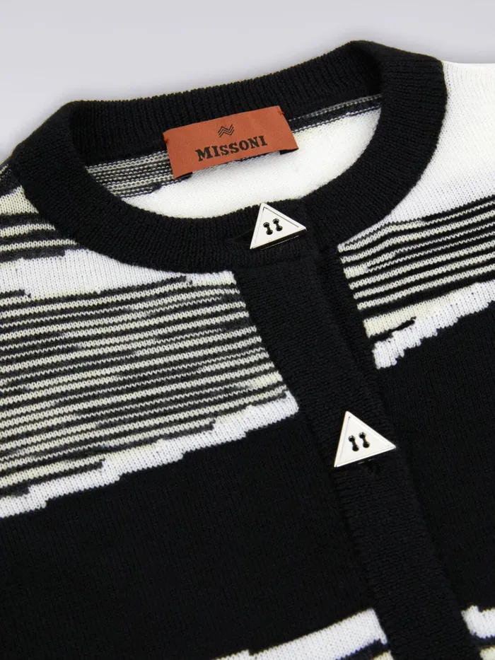 Kids Pure Virgin Wool Cardigan Black and White Missoni Clothing Kids Pure Virgin Wool Cardigan Black and White Missoni Clothing