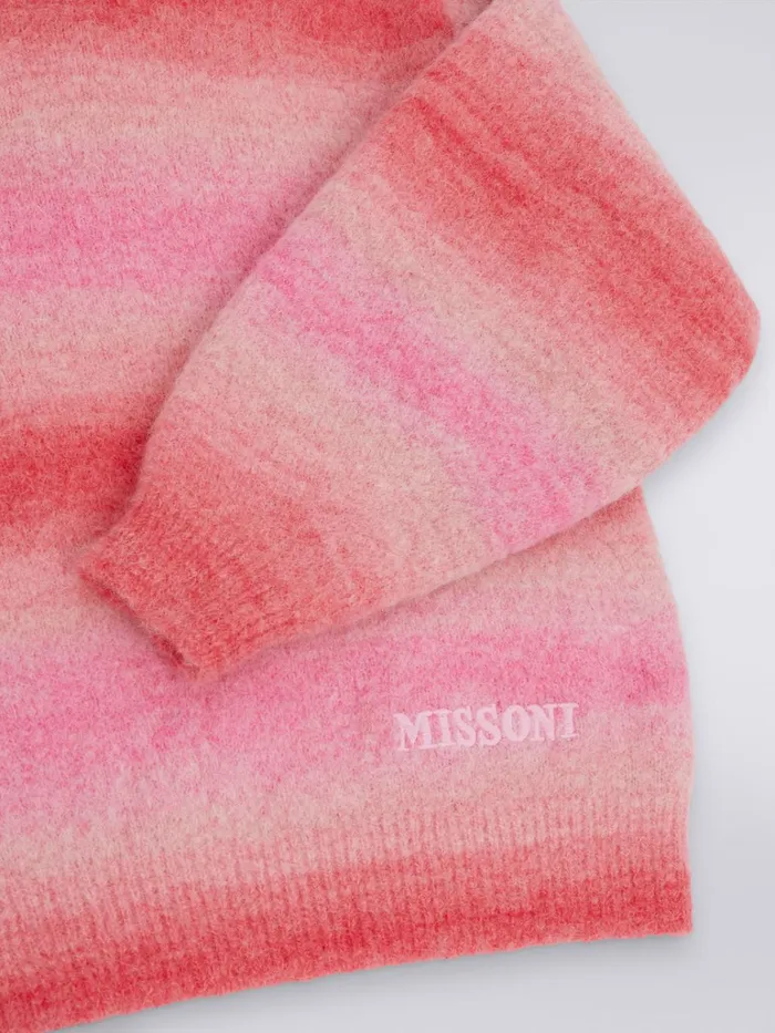 Kids Striped Wool Blend Hooded Pullover Pink Missoni Clothing Kids Striped Wool Blend Hooded Pullover Pink Missoni Clothing