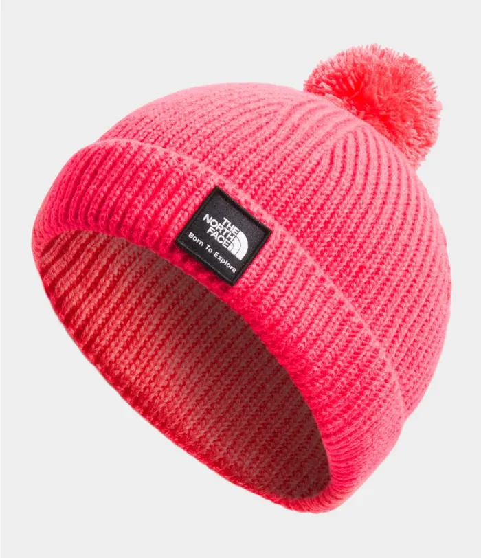 Kids The North Face Beanie Littles Box Logo Pom Beanie Paradise Pink