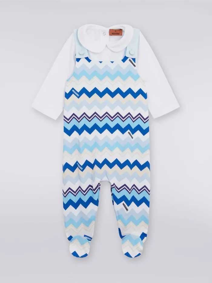 Kids ThreePiece Set With Cotton Jumpsuit Bib And Docker Hat With Zigzag Pattern Multicoloured Missoni Baby 024 Months Kids ThreePiece Set With Cotton Jumpsuit Bib And Docker Hat With Zigzag Pattern Multicoloured Missoni Baby 024 Months