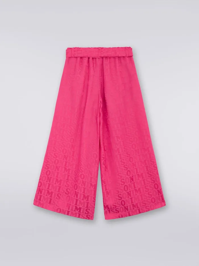 Kids Viscose Blend Palazzo Trousers With Logo Lettering Pink Missoni Clothing Kids Viscose Blend Palazzo Trousers With Logo Lettering Pink Missoni Clothing