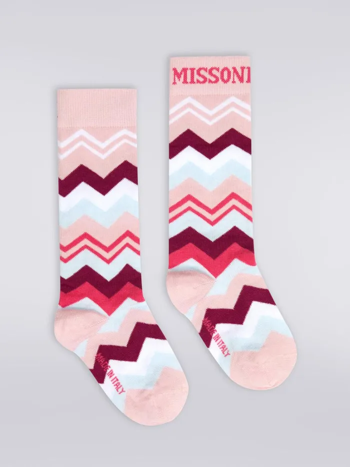 Kids Zigzag Cotton Blend Socks Multicoloured Missoni Accessories