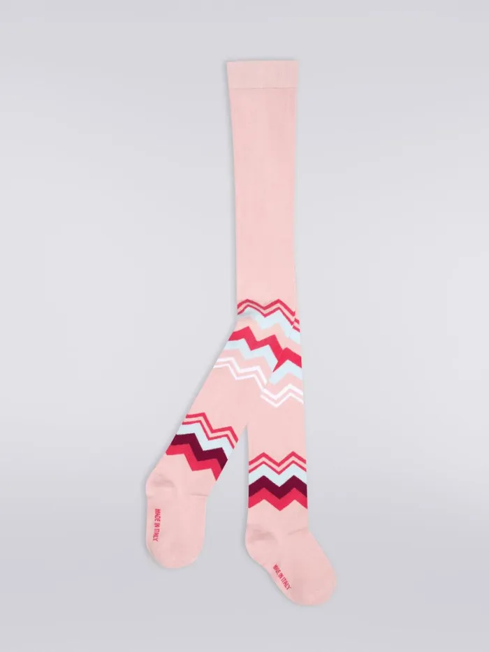 Kids Zigzag Cotton Blend Tights Multicoloured Missoni Accessories