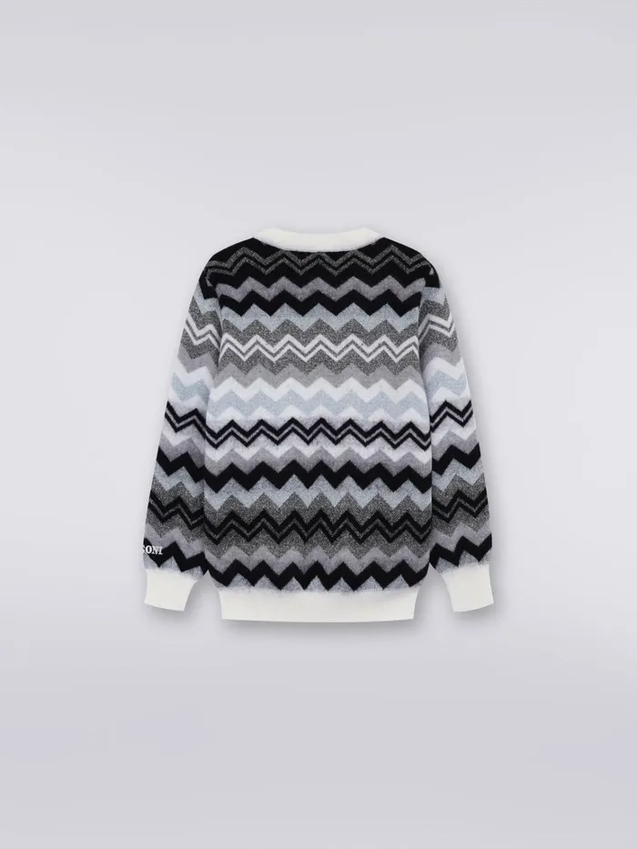 Kids Zigzag Wool CrewNeck Pullover Black and White Missoni Clothing Kids Zigzag Wool CrewNeck Pullover Black and White Missoni Clothing