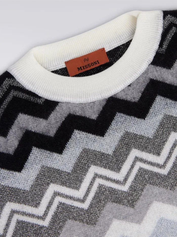 Kids Zigzag Wool CrewNeck Pullover Black and White Missoni Clothing Kids Zigzag Wool CrewNeck Pullover Black and White Missoni Clothing