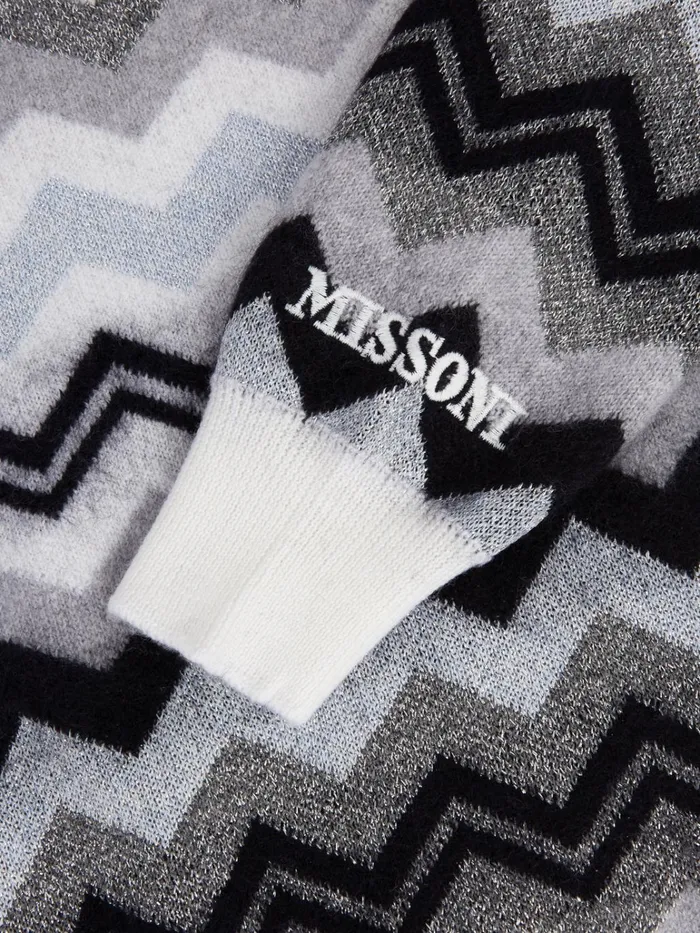 Kids Zigzag Wool CrewNeck Pullover Black and White Missoni Clothing Kids Zigzag Wool CrewNeck Pullover Black and White Missoni Clothing