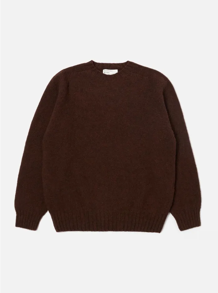 Knitwear Men Universal Works Universal Works Seamless Crew In Coffee Supersoft Knit