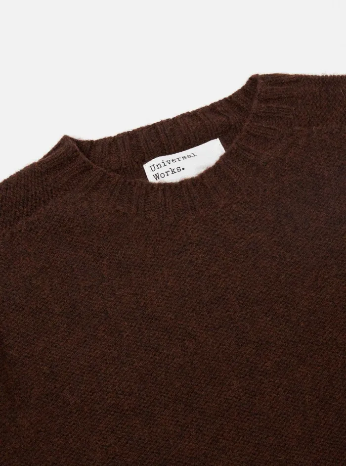 Knitwear Men Universal Works Universal Works Seamless Crew In Coffee Supersoft Knit