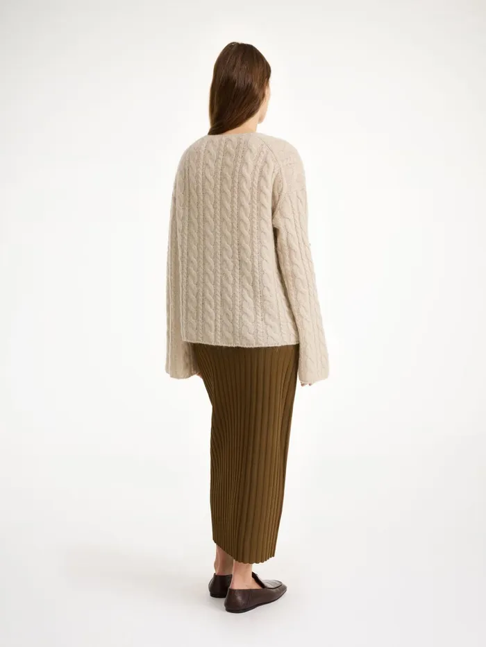 Knitwear Women By Malene Birger Cimone CableKnit Sweater Oyster Gray